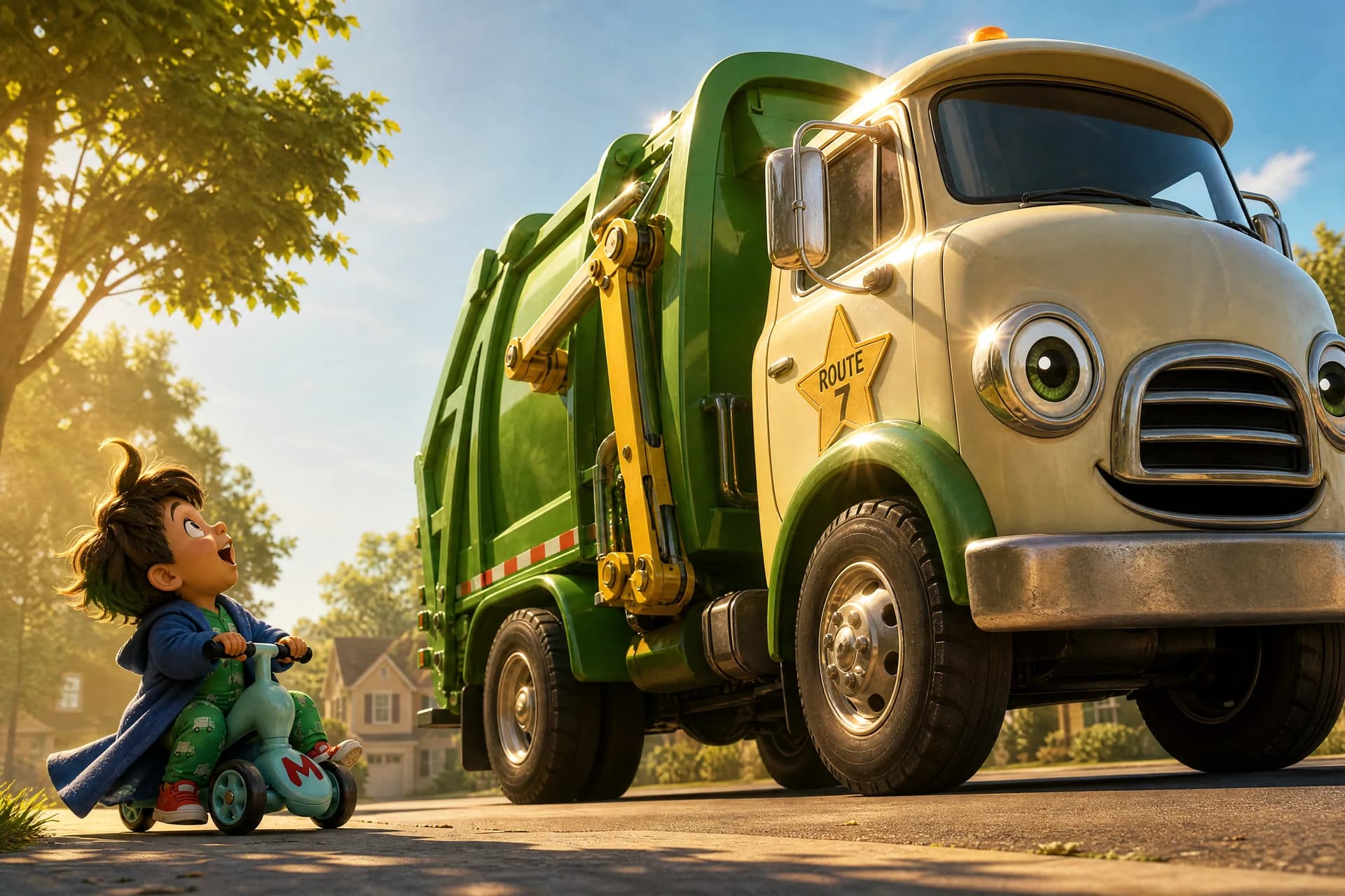 An illustrated spread from Max and the Trash Truck