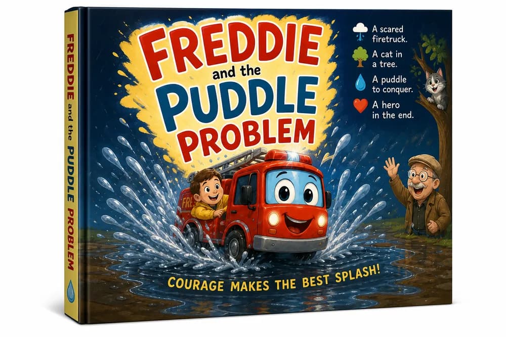 Freddie and the Puddle Problem — personalized children's book cover