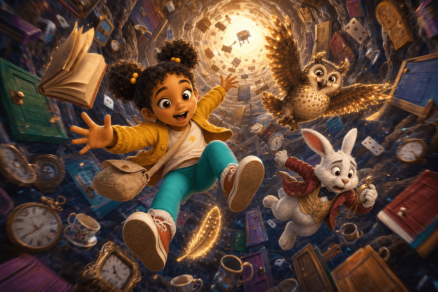 A spread from Lily and the Library Owl